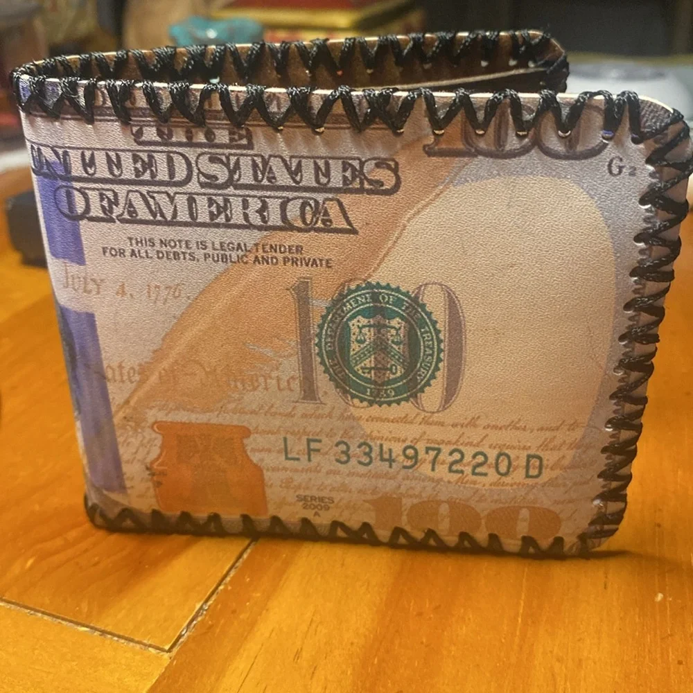 Men’s US Dollar Bill Bi-Fold Wallet Vegan Leather Credit Cards Identification - Picture 3 of 12